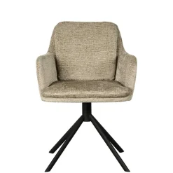 Drehbarer Armlehnenstuhl in Beige Samt - Maylon