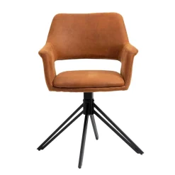 Drehbarer Armlehnenstuhl in Cognac Braun - Cabelia (2er Set)