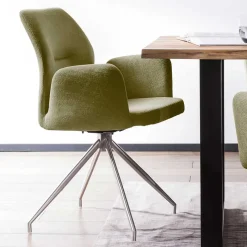 Drehbarer Armlehnenstuhl in Oliv Grün Strukturstoff - Senva
