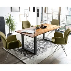 Drehbarer Armlehnenstuhl in Oliv Grün Strukturstoff - Senva