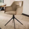 Drehbarer Armlehnstuhl in Beige Samt - Vallee (2er Set)