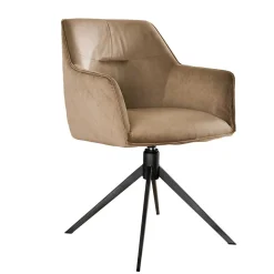 Drehbarer Armlehnstuhl in Beige Samt - Vallee (2er Set)