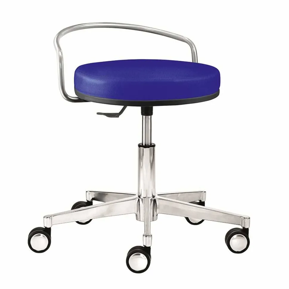 Drehbarer Bürohocker in Blau Kunstleder - Balanza