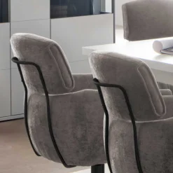 Drehbarer Esstischstuhl in Taupe - Linette (2er Set)