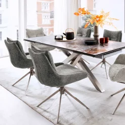 Drehbarer Esstisch-Stuhl in Anthrazit - Faviconda (2er Set)