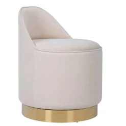 Drehbarer Hocker in Cremeweiß Samt - Yaderra