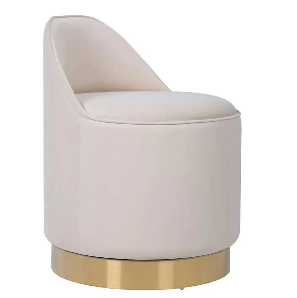 Drehbarer Hocker in Cremeweiß Samt - Yaderra