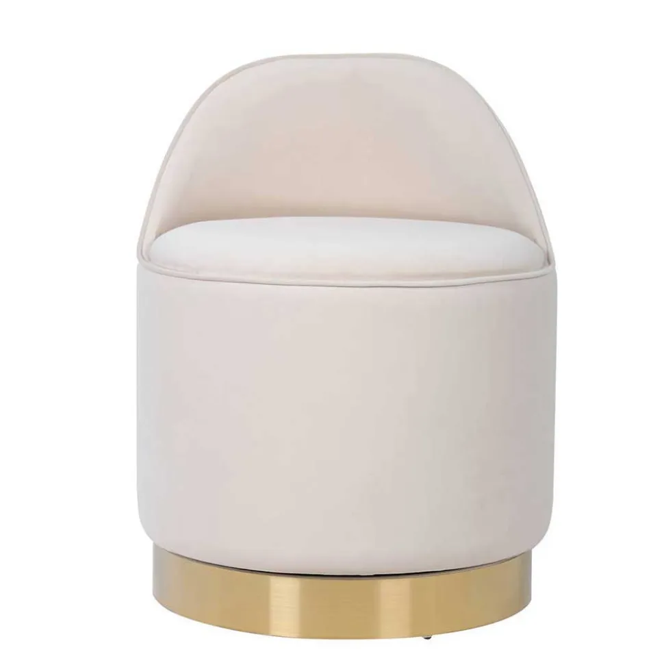 Drehbarer Hocker in Cremeweiß Samt - Yaderra