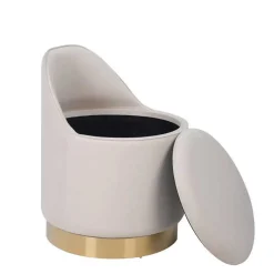 Drehbarer Hocker in Cremeweiß Samt - Yaderra