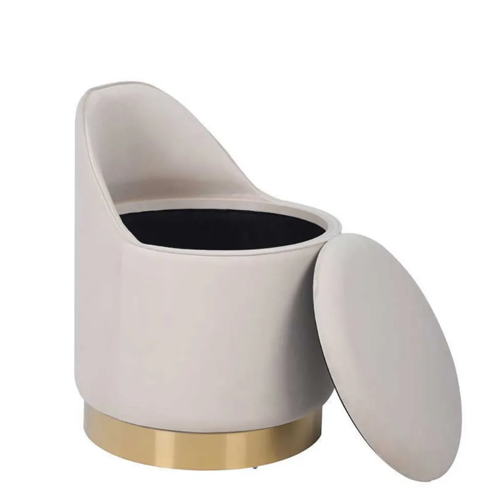 Drehbarer Hocker in Cremeweiß Samt - Yaderra