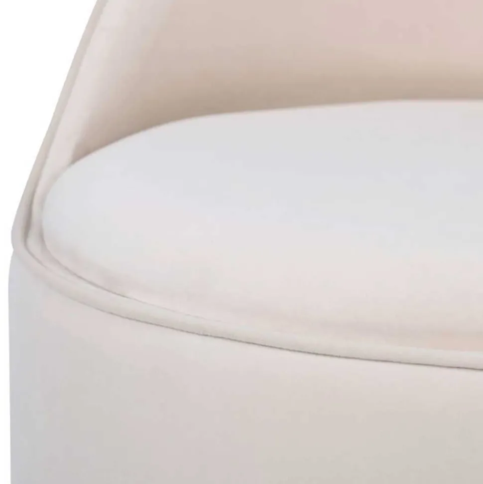 Drehbarer Hocker in Cremeweiß Samt - Yaderra