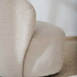 Drehbarer Lesesessel in Cremeweiß Boucle - Cleas