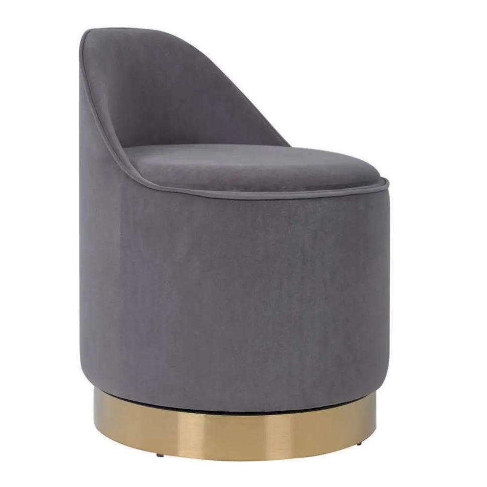 Drehbarer Polsterhocker in Grau und Gold - Riety