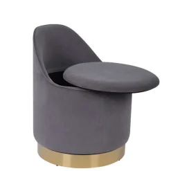 Drehbarer Polsterhocker in Grau und Gold - Riety