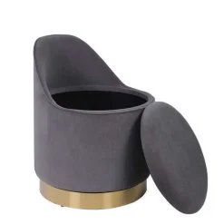 Drehbarer Polsterhocker in Grau und Gold - Riety