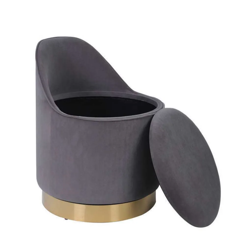 Drehbarer Polsterhocker in Grau und Gold - Riety