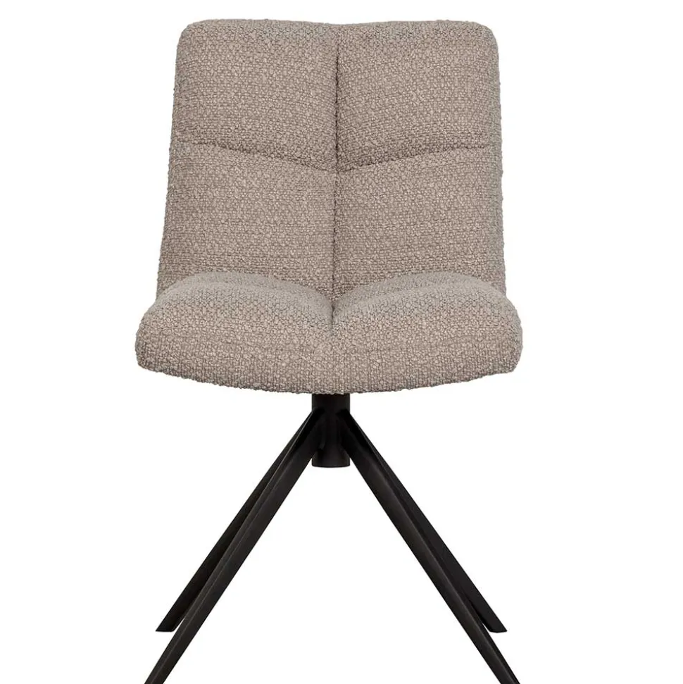 Drehbarer Polsterstuhl aus Boucle Stoff in Beige - Magan