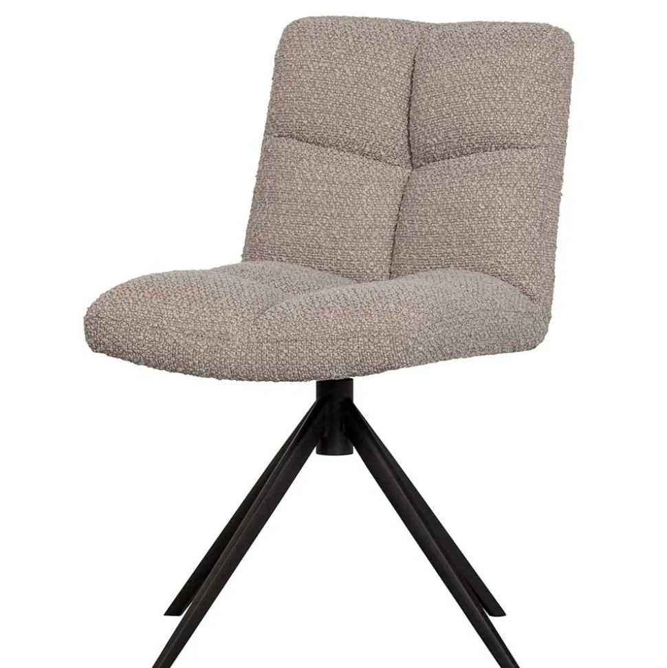 Drehbarer Polsterstuhl aus Boucle Stoff in Beige - Magan