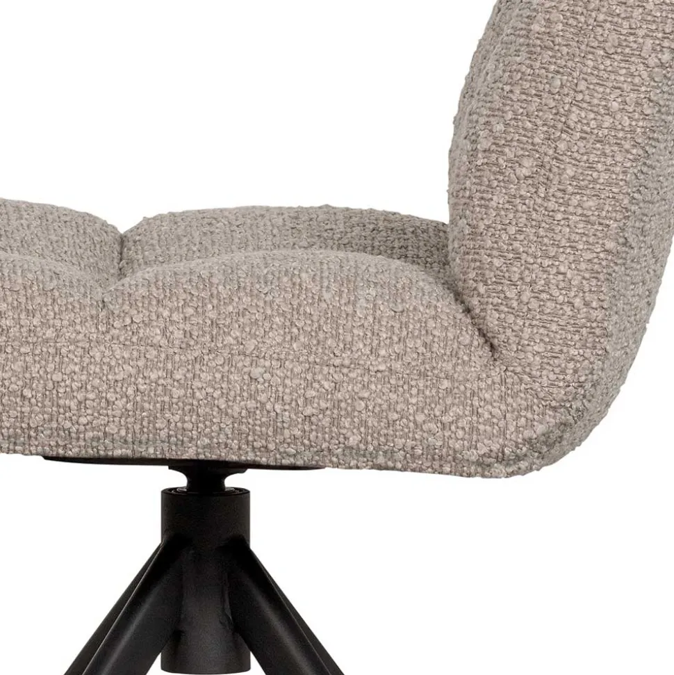 Drehbarer Polsterstuhl aus Boucle Stoff in Beige - Magan