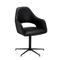 Drehbarer Retro Armlehnenstuhl in Schwarz - Lugon (2er Set)