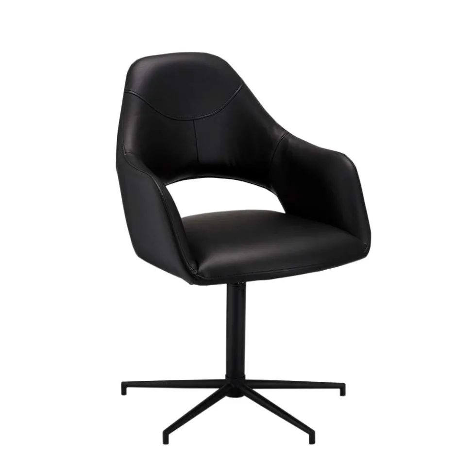 Drehbarer Retro Armlehnenstuhl in Schwarz - Lugon (2er Set)