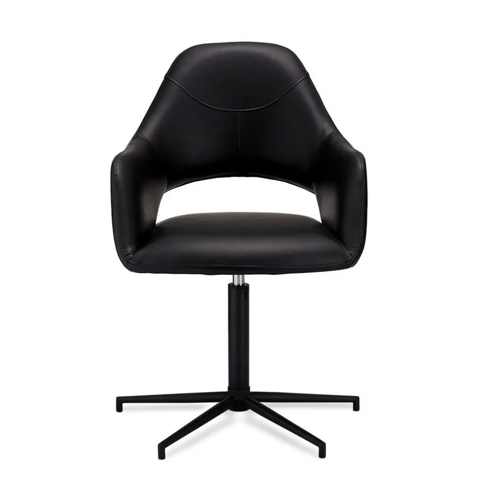 Drehbarer Retro Armlehnenstuhl in Schwarz - Lugon (2er Set)