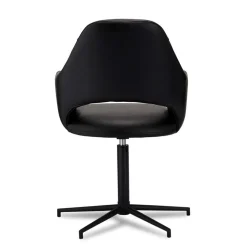 Drehbarer Retro Armlehnenstuhl in Schwarz - Lugon (2er Set)