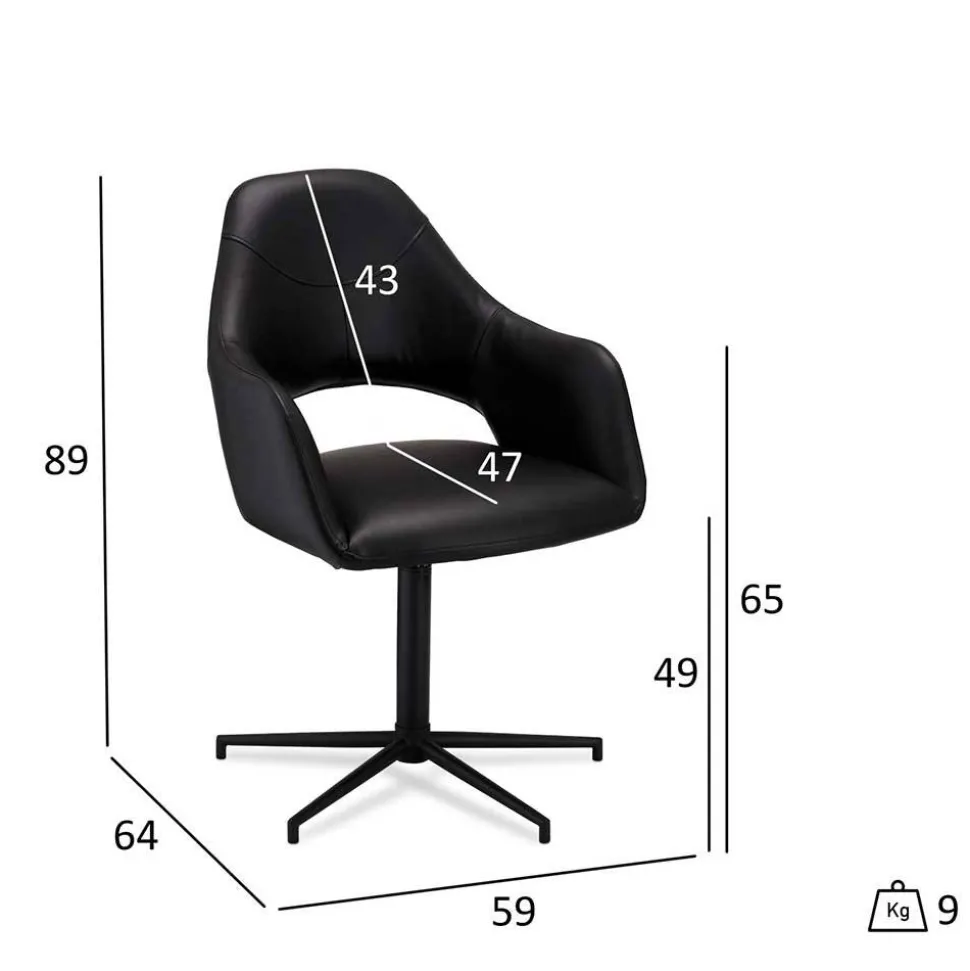 Drehbarer Retro Armlehnenstuhl in Schwarz - Lugon (2er Set)