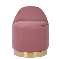 Drehbarer Samt Polsterhocker in Altrosa mit Gold - Fanandro