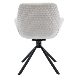 Drehbarer Samtstuhl mit Armlehnen in Creme - Zerettan