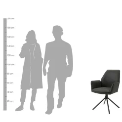 Drehbarer Tischsessel in Anthrazit - Iljana (2er Set)