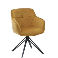 Drehbarer Tischsessel in Gold Samt - Bagavano (2er Set)