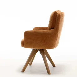 Drehbarer Tischsessel in Ockergelb - Manu (2er Set)