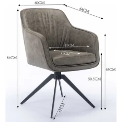Drehbarer Tischsessel in Braun - Adelaide
