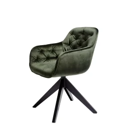 Drehbarer Tischsessel in Dunkelgrün Samt - Niabelda