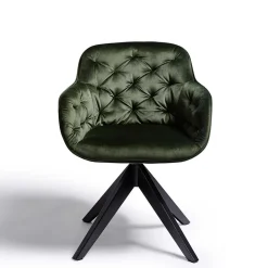 Drehbarer Tischsessel in Dunkelgrün Samt - Niabelda