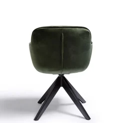 Drehbarer Tischsessel in Dunkelgrün Samt - Niabelda