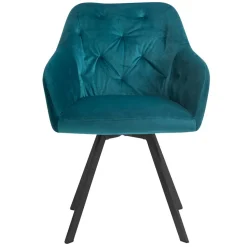 Drehbarer Tischsessel in Türkis Samt - Bettyva