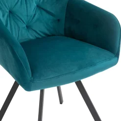 Drehbarer Tischsessel in Türkis Samt - Bettyva
