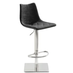 Drehbarer Tresenstuhl aus Kunstleder Schwarz - Sanlina