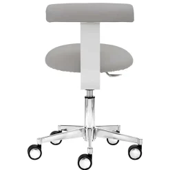 Drehhocker mit Lehne in Grau & Alu - Liony