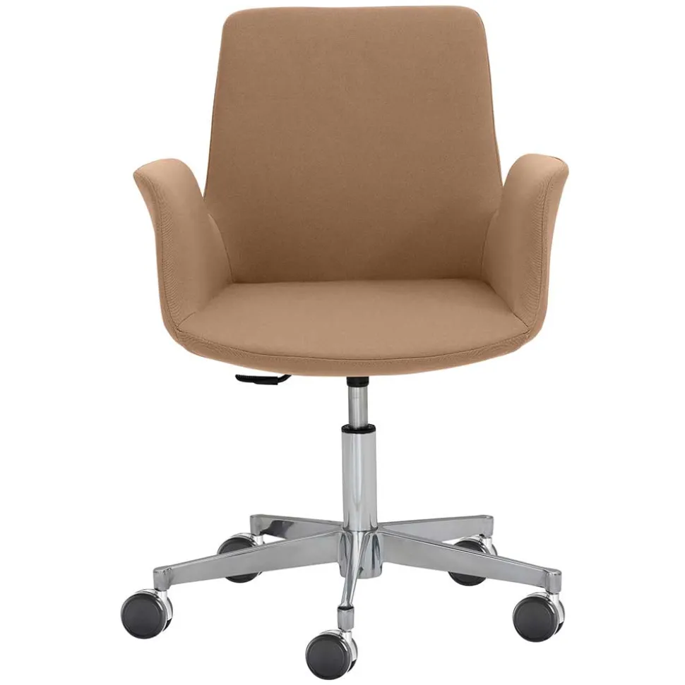 Drehstuhl mit Armlehnen in Hellbraun Microfaser - Croco