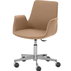 Drehstuhl mit Armlehnen in Hellbraun Microfaser - Croco