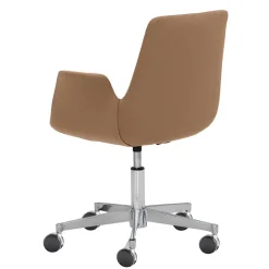Drehstuhl mit Armlehnen in Hellbraun Microfaser - Croco