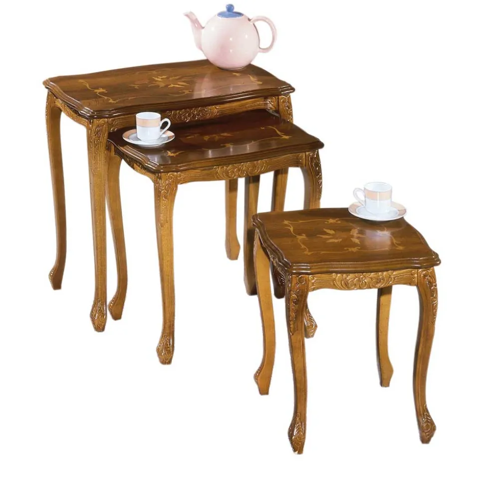 Drei Beistelltische mit Intarsien Magari italienisches Design (dreiteilig)