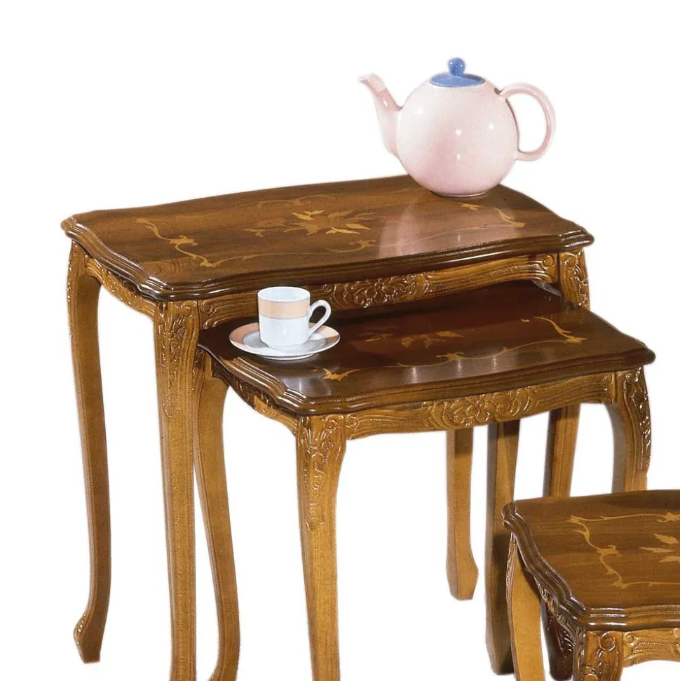 Drei Beistelltische mit Intarsien Magari italienisches Design (dreiteilig)