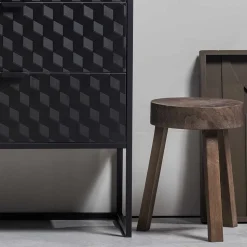 Dreibein Hocker in Dunkelbraun - Abelynta (2er Set)