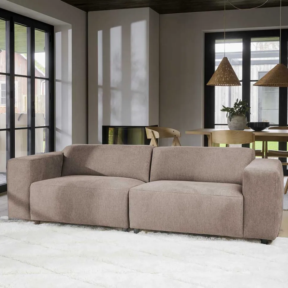 Dreier Sofa aus Webstoff in Beige - Adamantia
