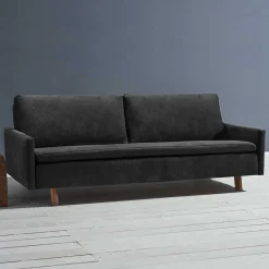 Dreisitzer Bettcouch in Schwarz mit Eiche - Bornholma