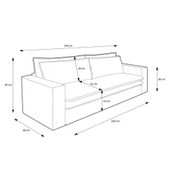 Dreisitzer Bettsofa in Hellbraun Cord - Anyna